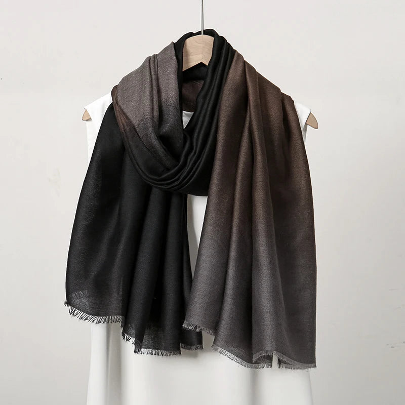 Elegant Soft Color Collision Gradient Viscose Long Scarf