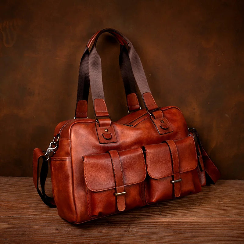 Men's Travel Bag Genuine Leather Large Capacity Business Bag