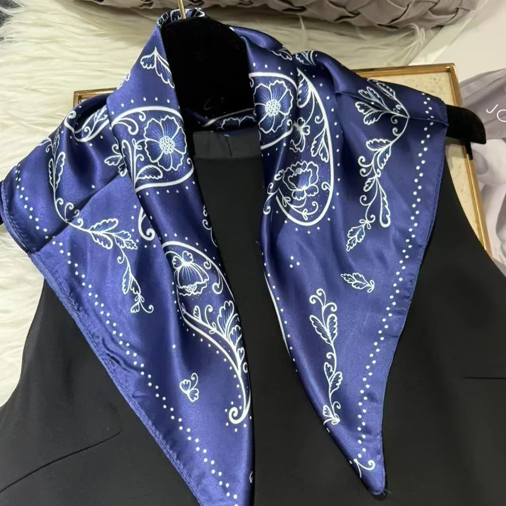 100% Silk Small Square Scarf Neckerchief for Women