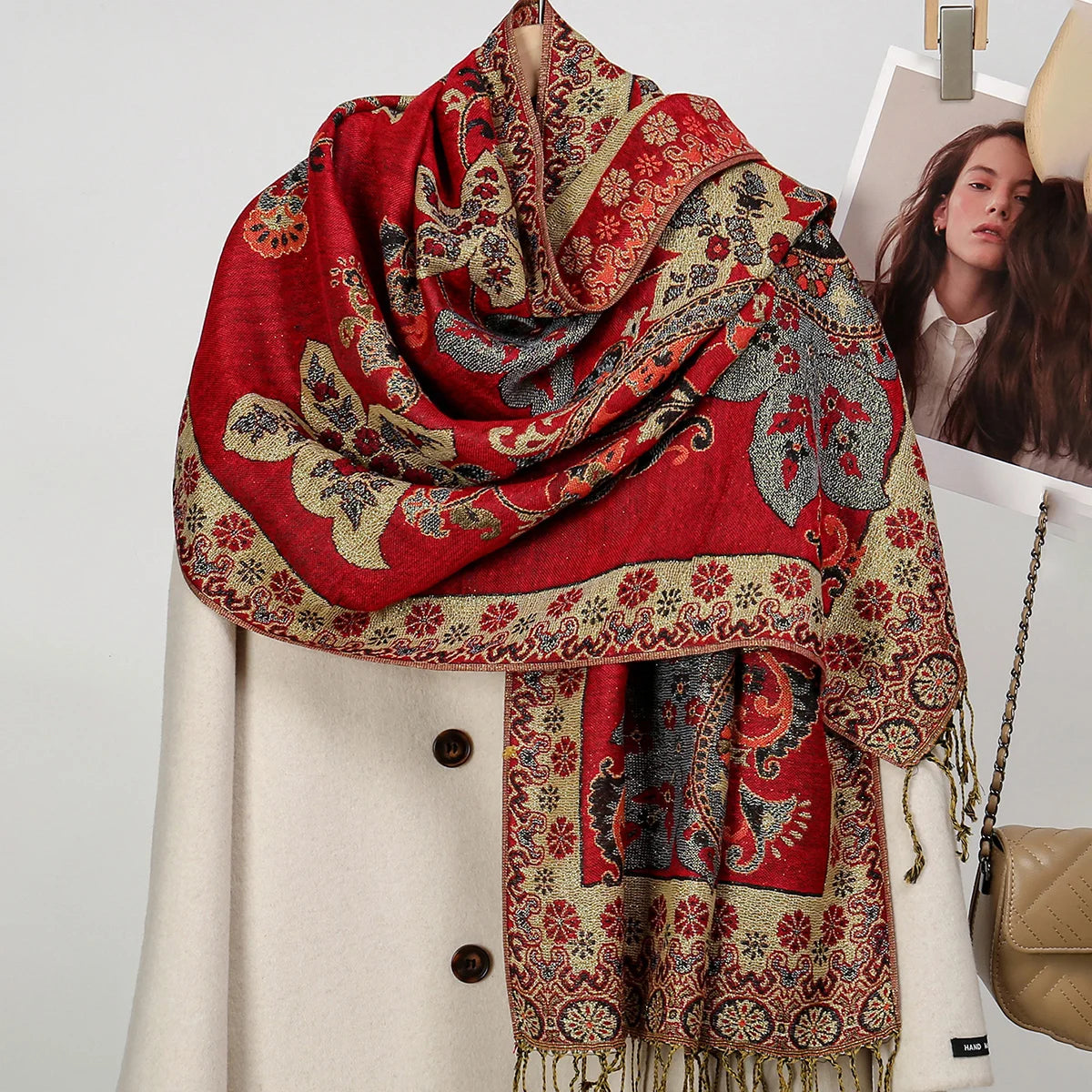 Paisley Embroidery Retro Cashew Cotton Scarf Wraps