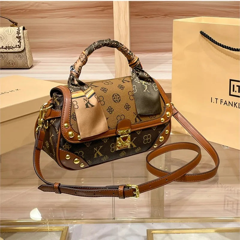Retro commuting high-end design single shoulder crossbody bag