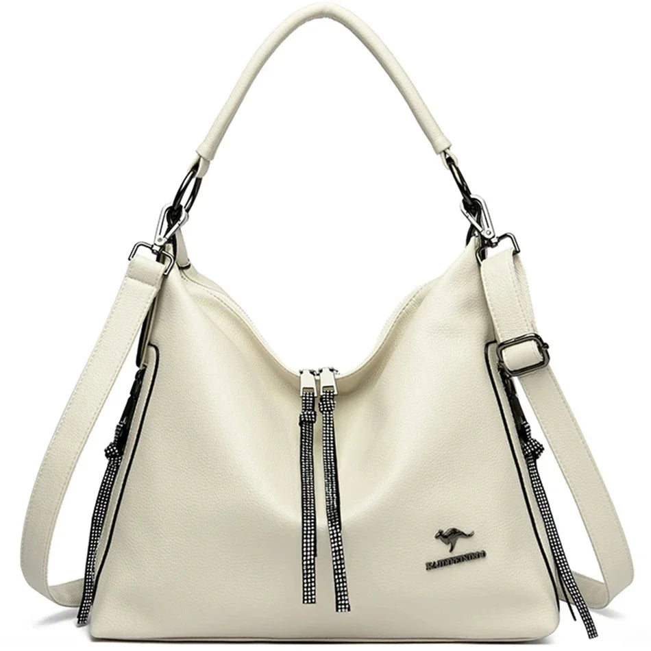 High Quality Leather Shoulder Bag Top-handle Casual Large Capacity Messenger Bag