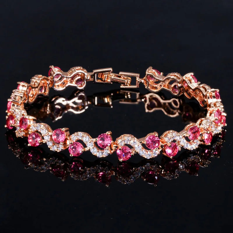 5 Colors Fashion Ladies Silver Plated Cubic Zirconia Royal Blue Tennis Bracelets