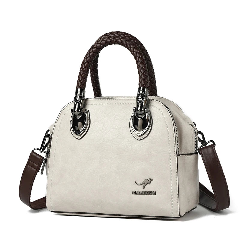 Retro Crossbody High Quality Leather Handbags Hand-woven Handle Luxury Design