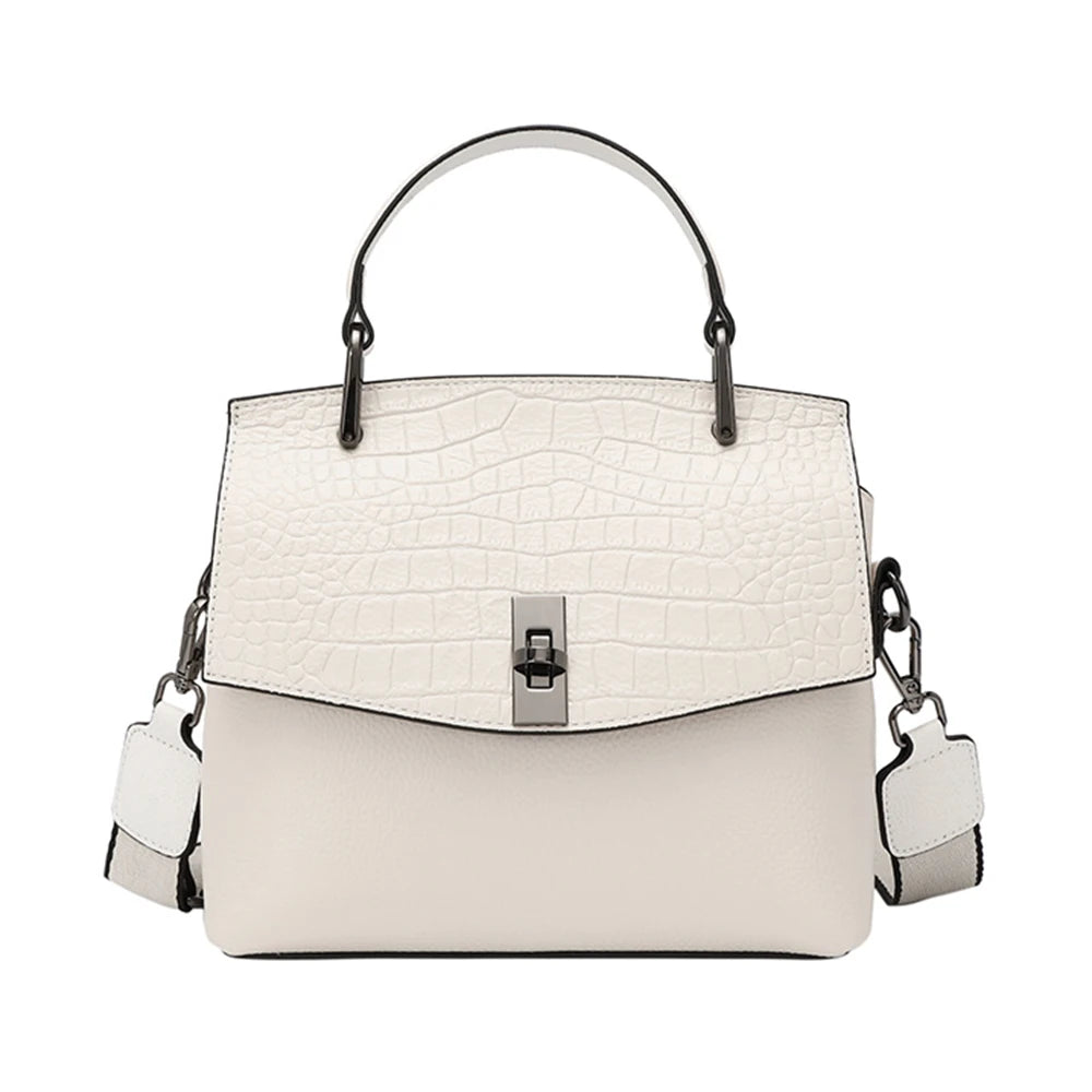 Zency Genuine Leather Women's Handbag Stone Vintage Tote Bag Luxury Brand Female Crossbody Spring Fashion Lady Shoulder Satchel