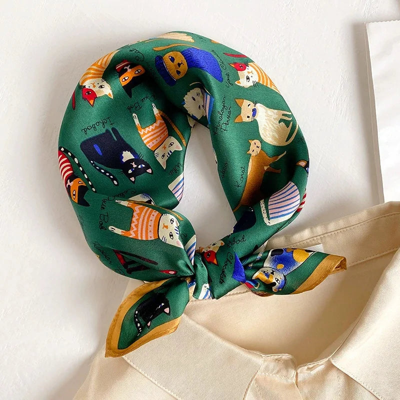 100% Real Silk Scarf Geometric Retro Fashion Scarves