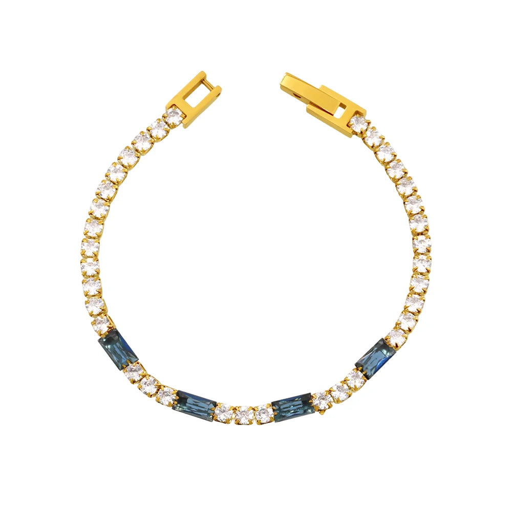 Cubic Zirconia Bracelet Stainless Steel 18k Gold Plated Bangle