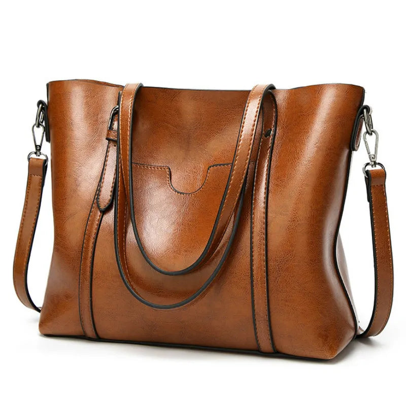Shoulder Bag Oil Wax Leather Tote Crossbody Bag Satchel
