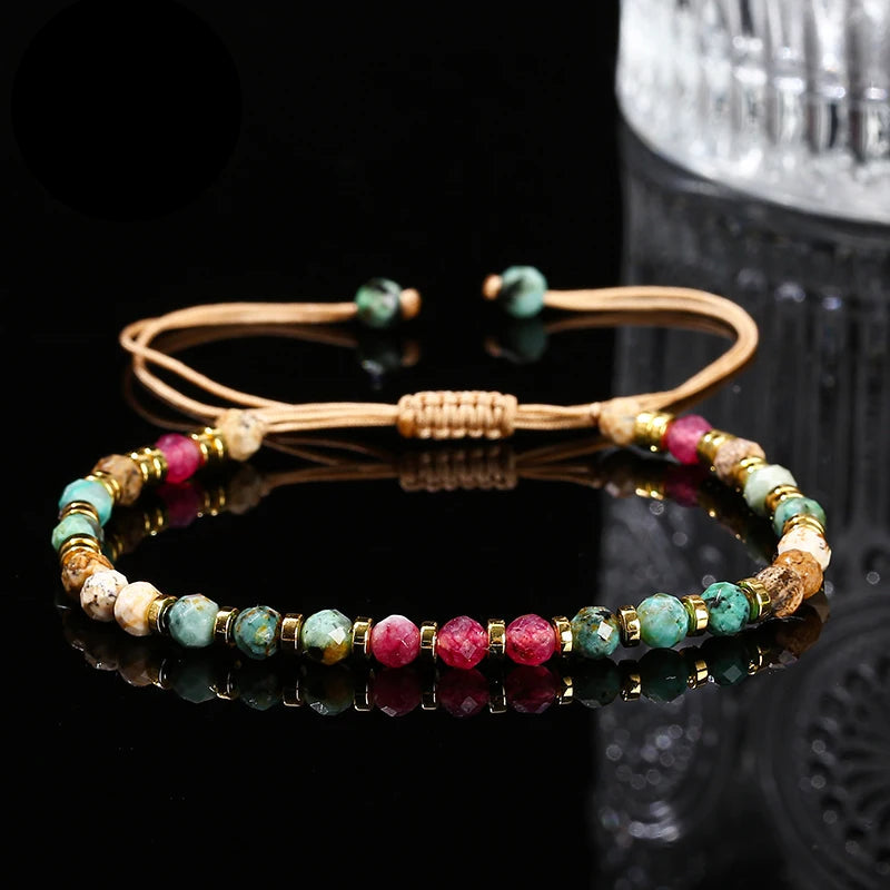 Natural Stone Faceted Turquoise Colored Bracelet