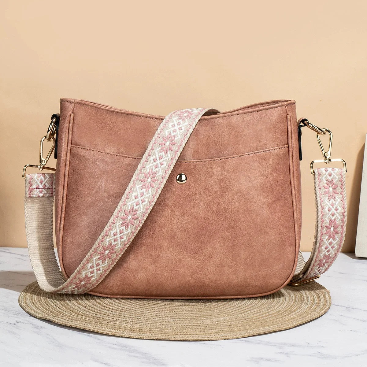 Fashionable Graphic Strap Crossbody & Tote Bag Premium PU Leather