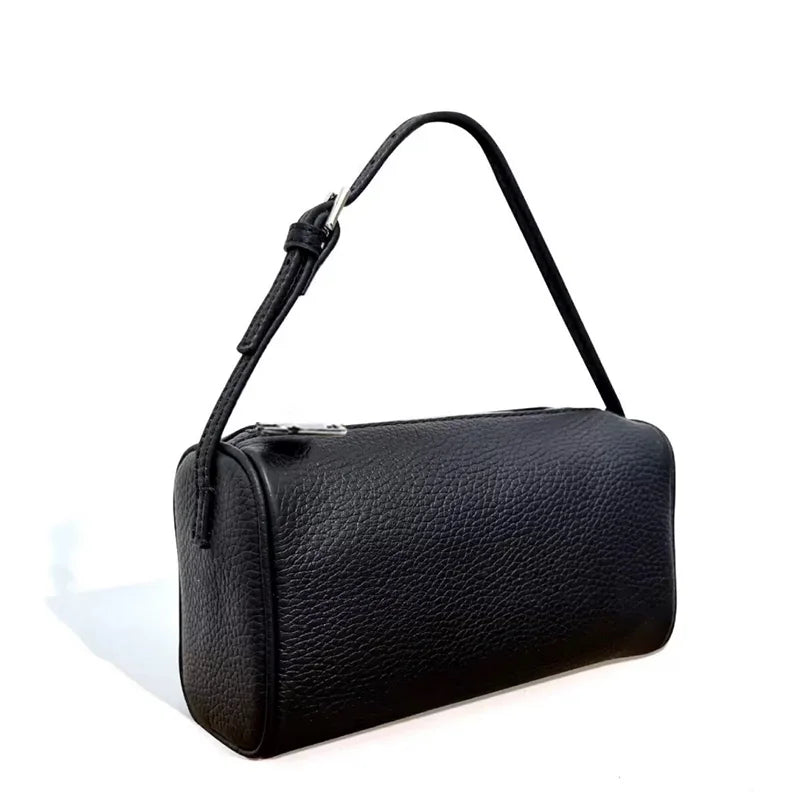 Real Leather Soft Leather Tubular Shoulder Crossbody Bag