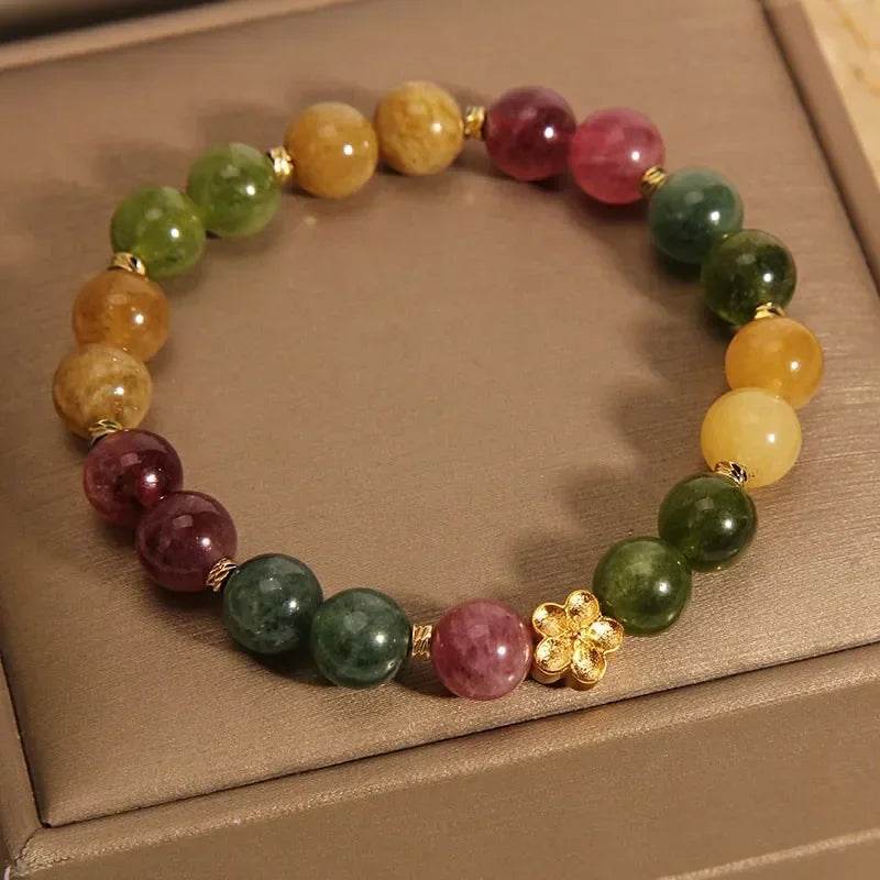 Natural Jade Agate Bracelet Exquisite Flower Design