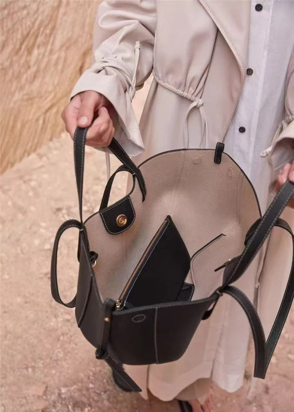 Single-shoulder tote bag genuine leather underarm bag