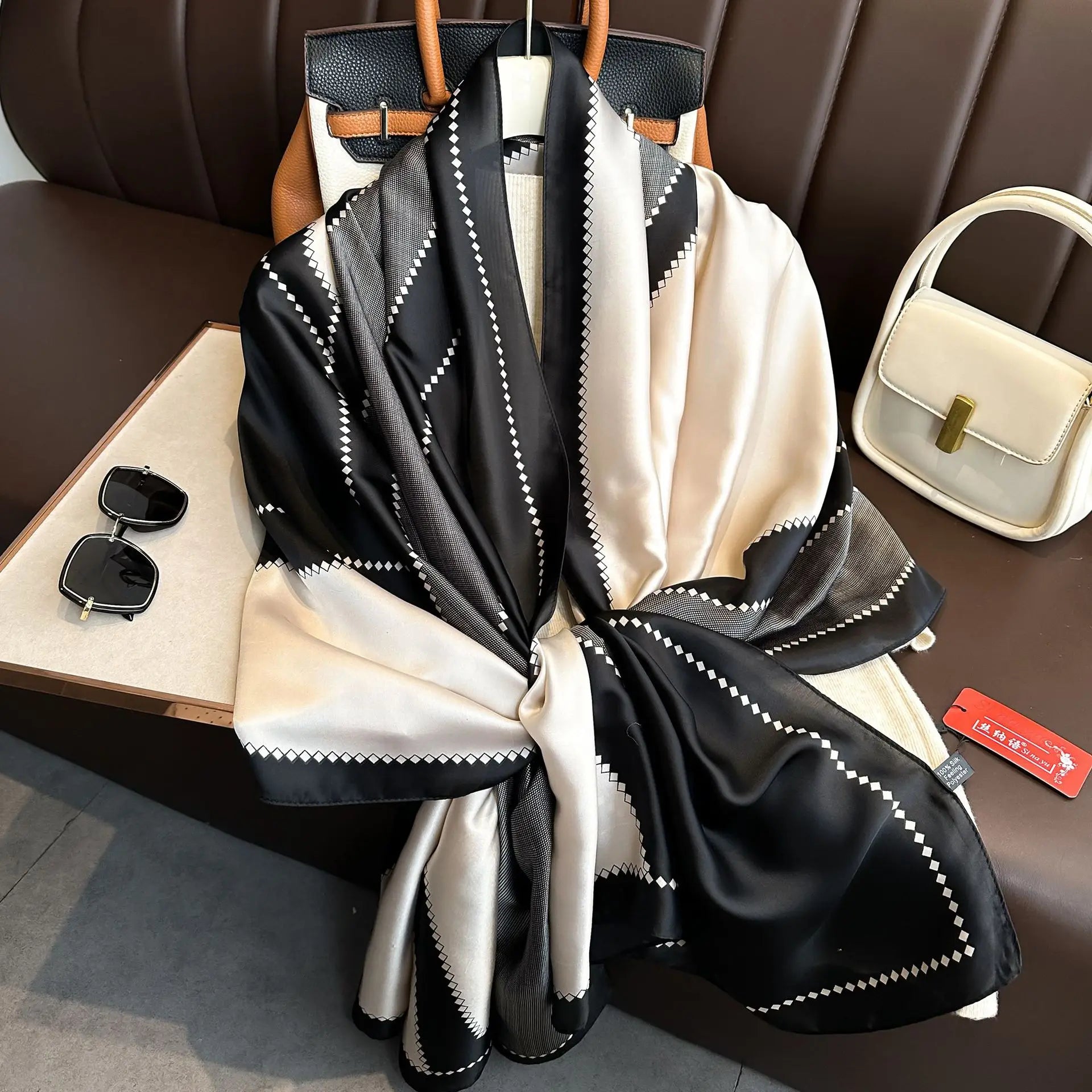 Luxury Brand Silk Scarves Women Fashion Print 180X90CM Long Silk Headscarf