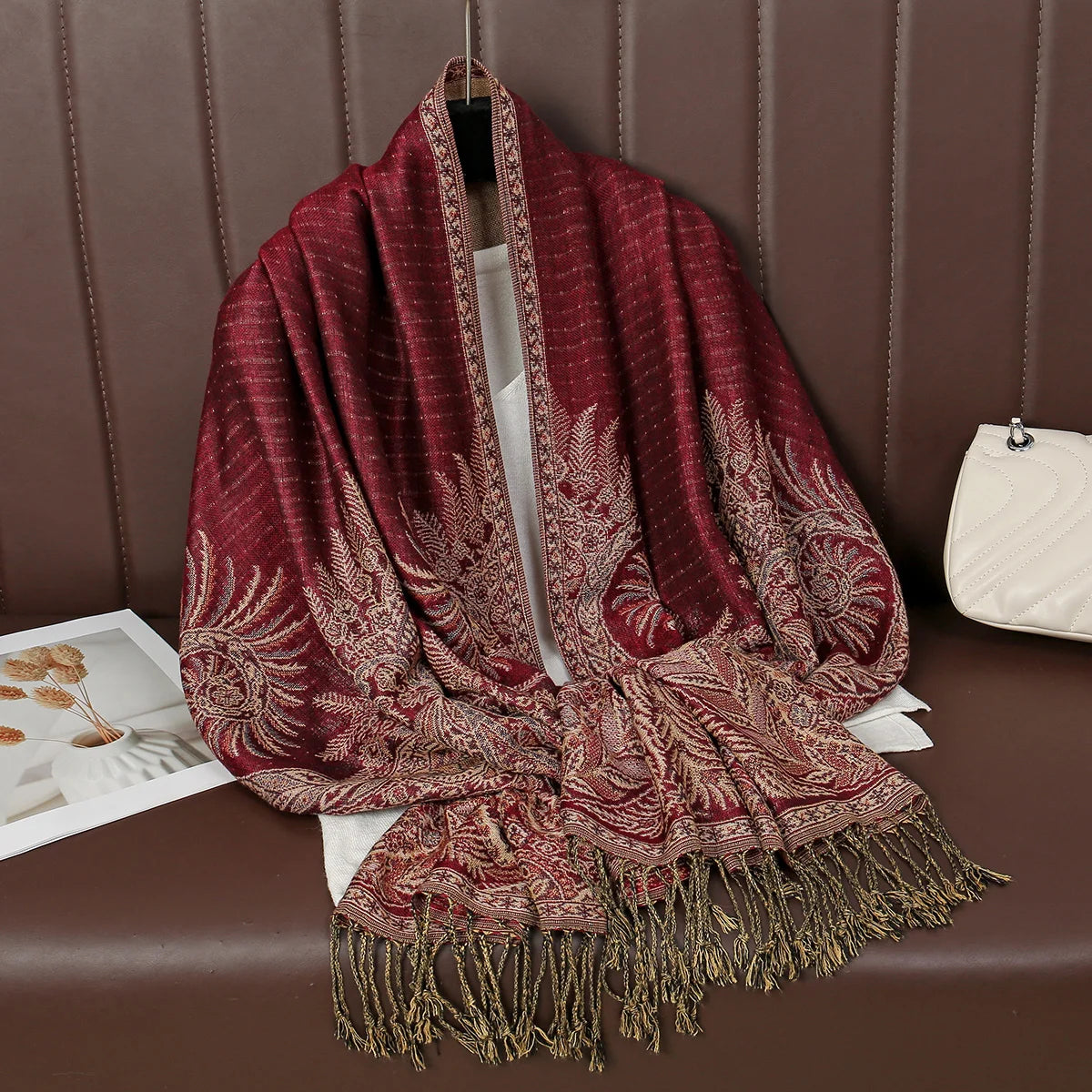 Paisley Embroidery Retro Cashew Cotton Scarf Wraps