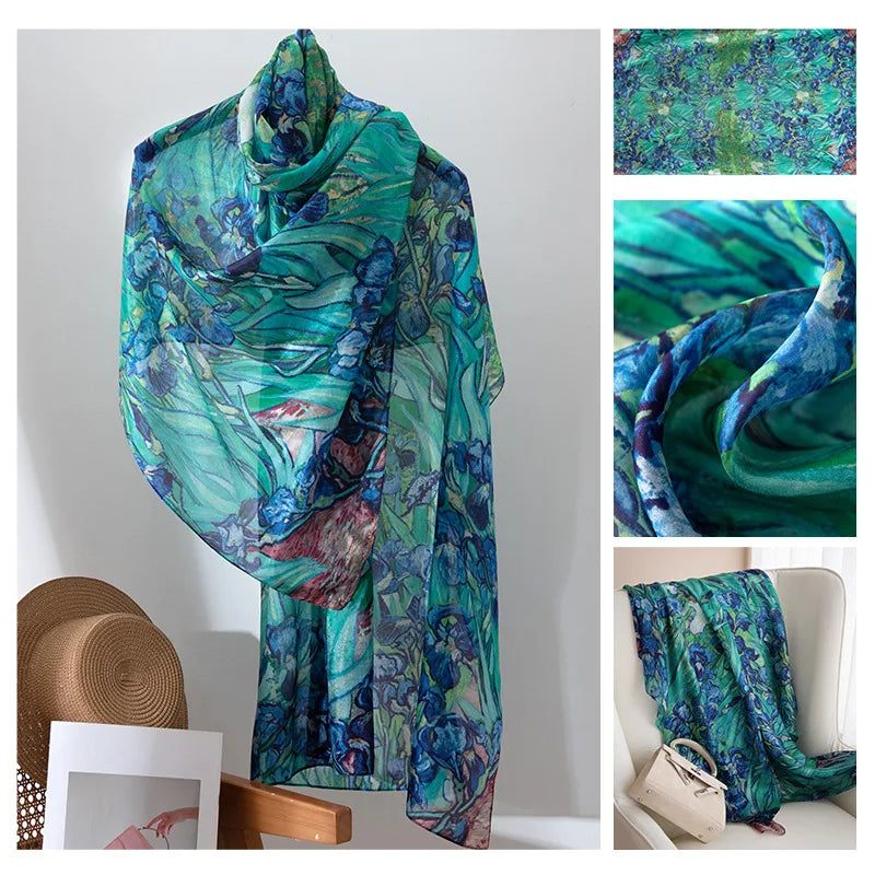 Luxury 100% Mulberry Silk Scarf Thin Breathable Shawl