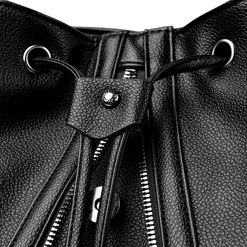 Fashion Backpack High Quality Leather Multi-pocket Rucksack