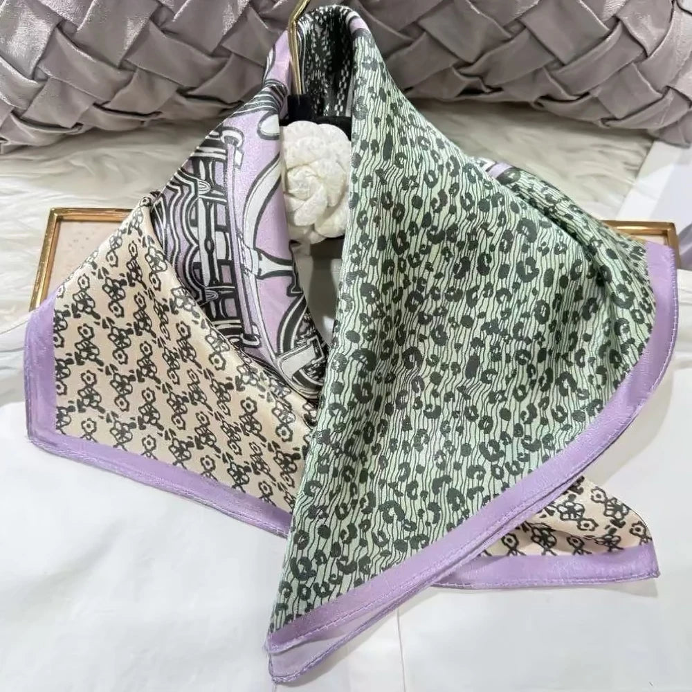 100% Silk Small Square Scarf Neckerchief for Women