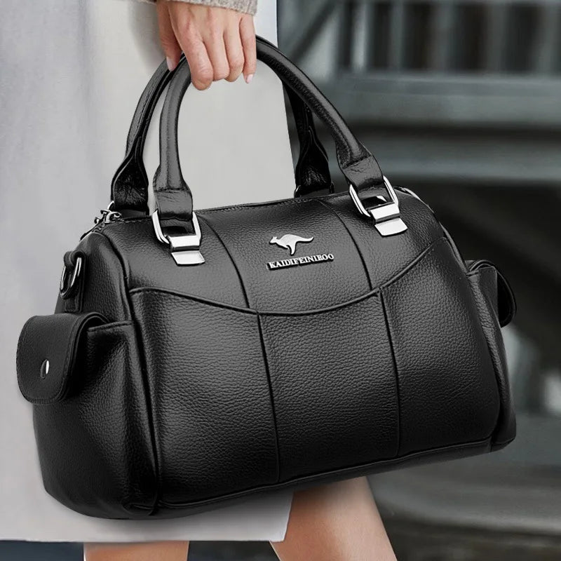 Urban Minimalist Women's Shoulder Bag Splicing Handbag Soft Polyester Lining Tote Bag