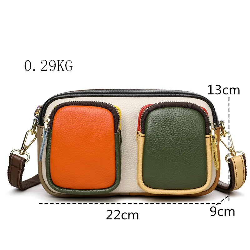 High Quality Thick Genuine Leather Multiple Pockets Messenger Bag
