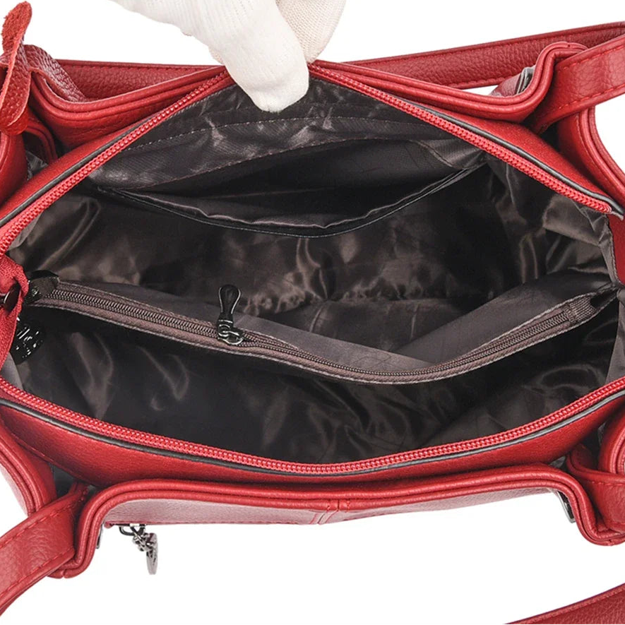 Elegant Cowhide Handbag Luxury Designer Shoulder Crossbody Genuine Leather Bag