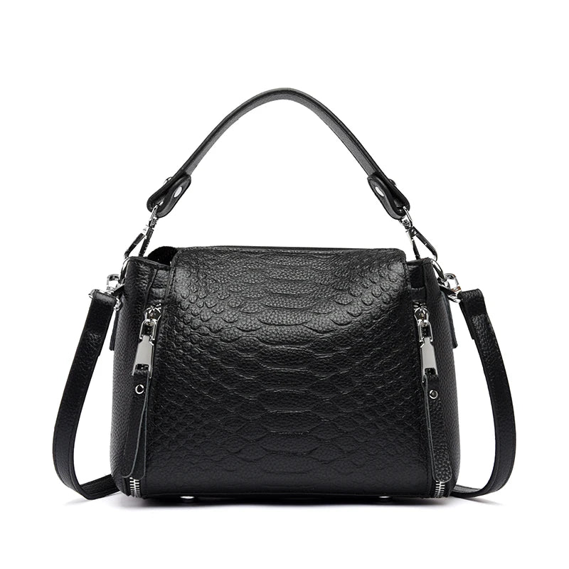 Luxury Crocodile Pattern Cowhide Shoulder Crossbody Bags