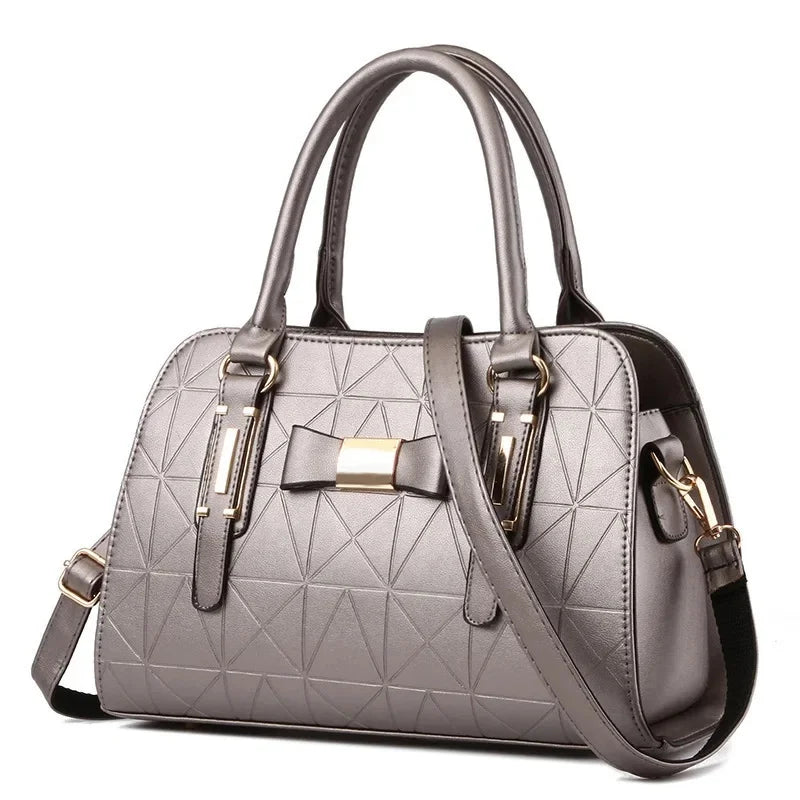Large Capacity Floral Embossed Butterfly Knot Shoulder Bag