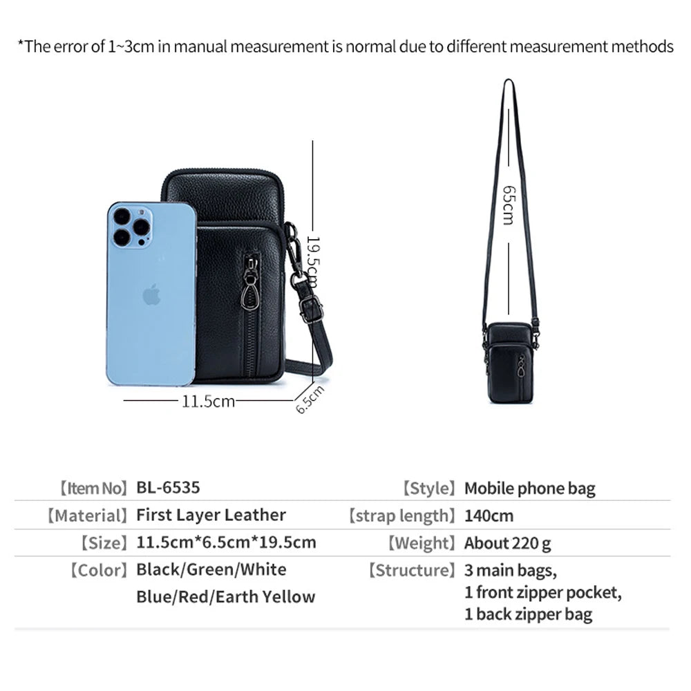 Small Crossbody Wallet Phone Bag Leather Mini Crossbody Vertical Cell Phone Bag
