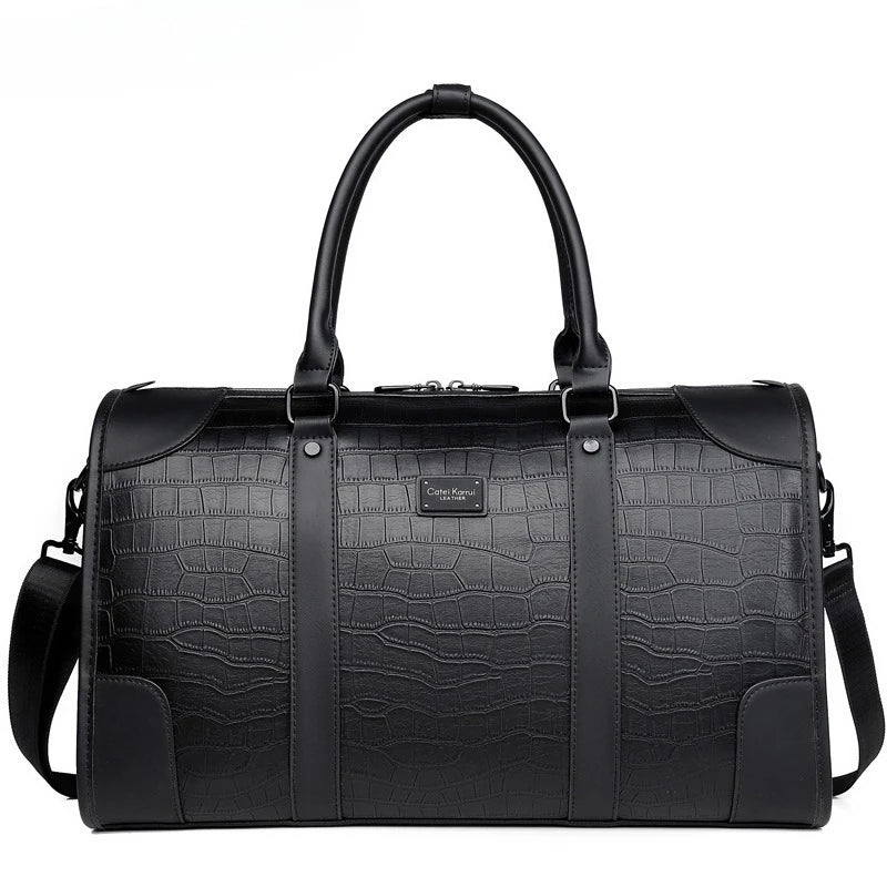Men's Business Travel Tote Luxury Alligator PU Leather Luggage Bag