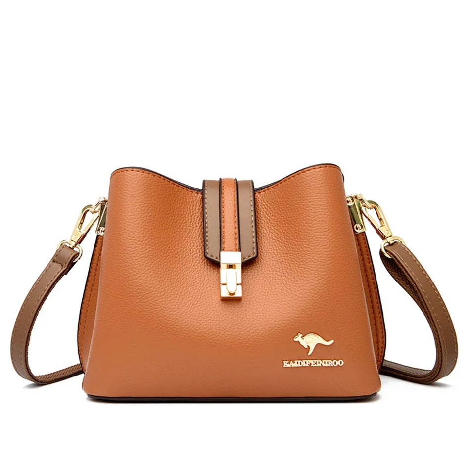 High Quality 3 Layers Purse and Handbag Luxury Leather Crossbody Small Tote
