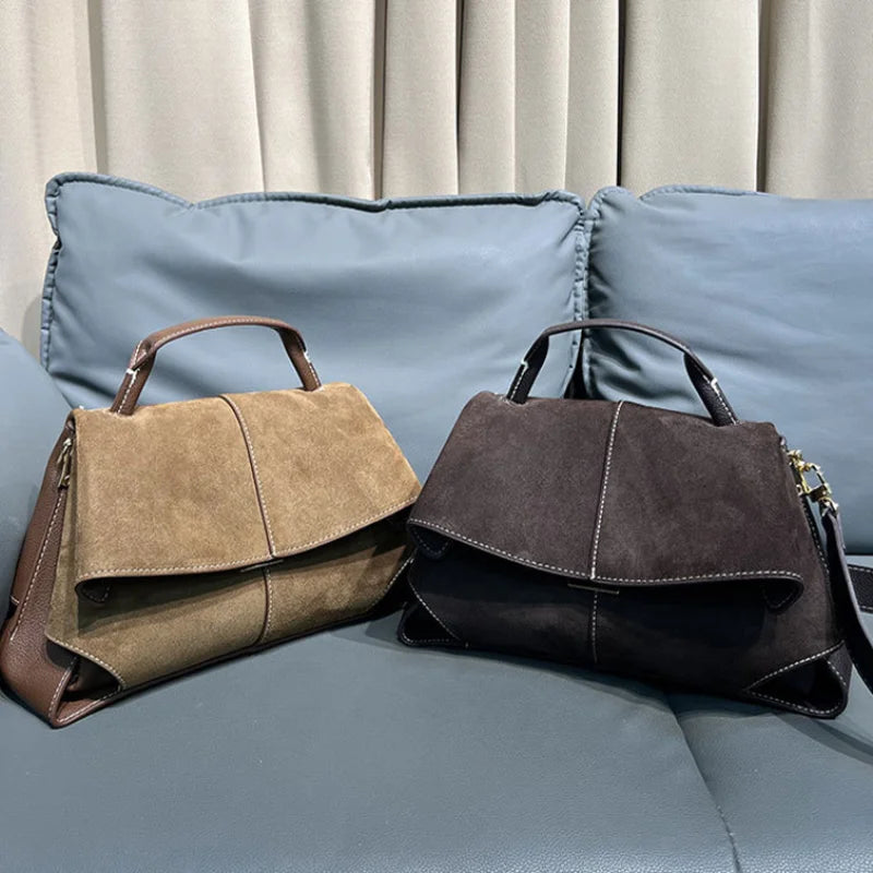 Frosted Handbag High-end Suede Flap French Shoulder Bag