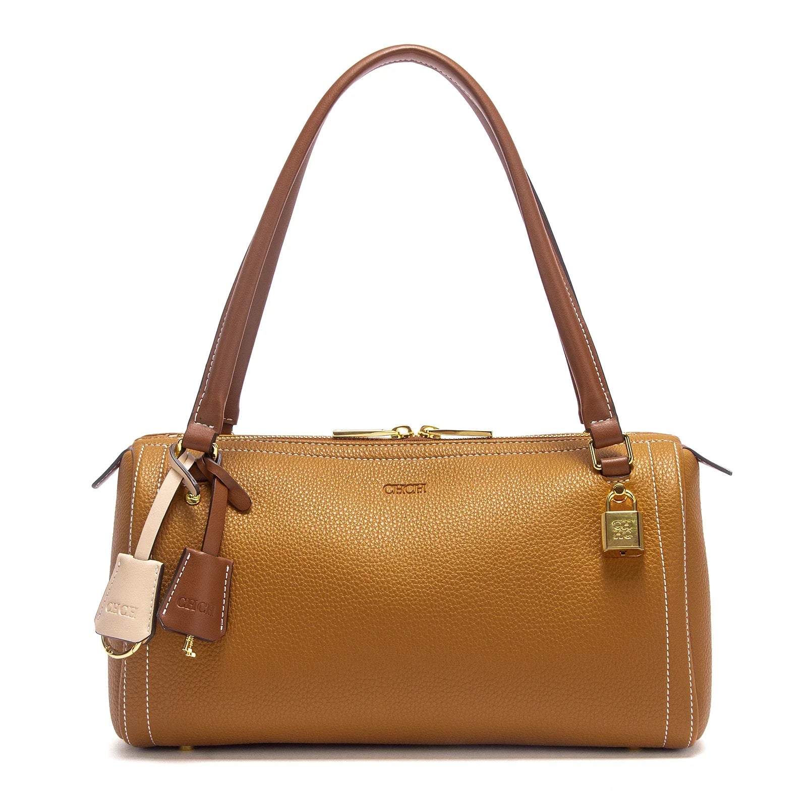 Simple Large Capacity Brown Shoulder Bag Texture Handbag Fashionable Boston Bag