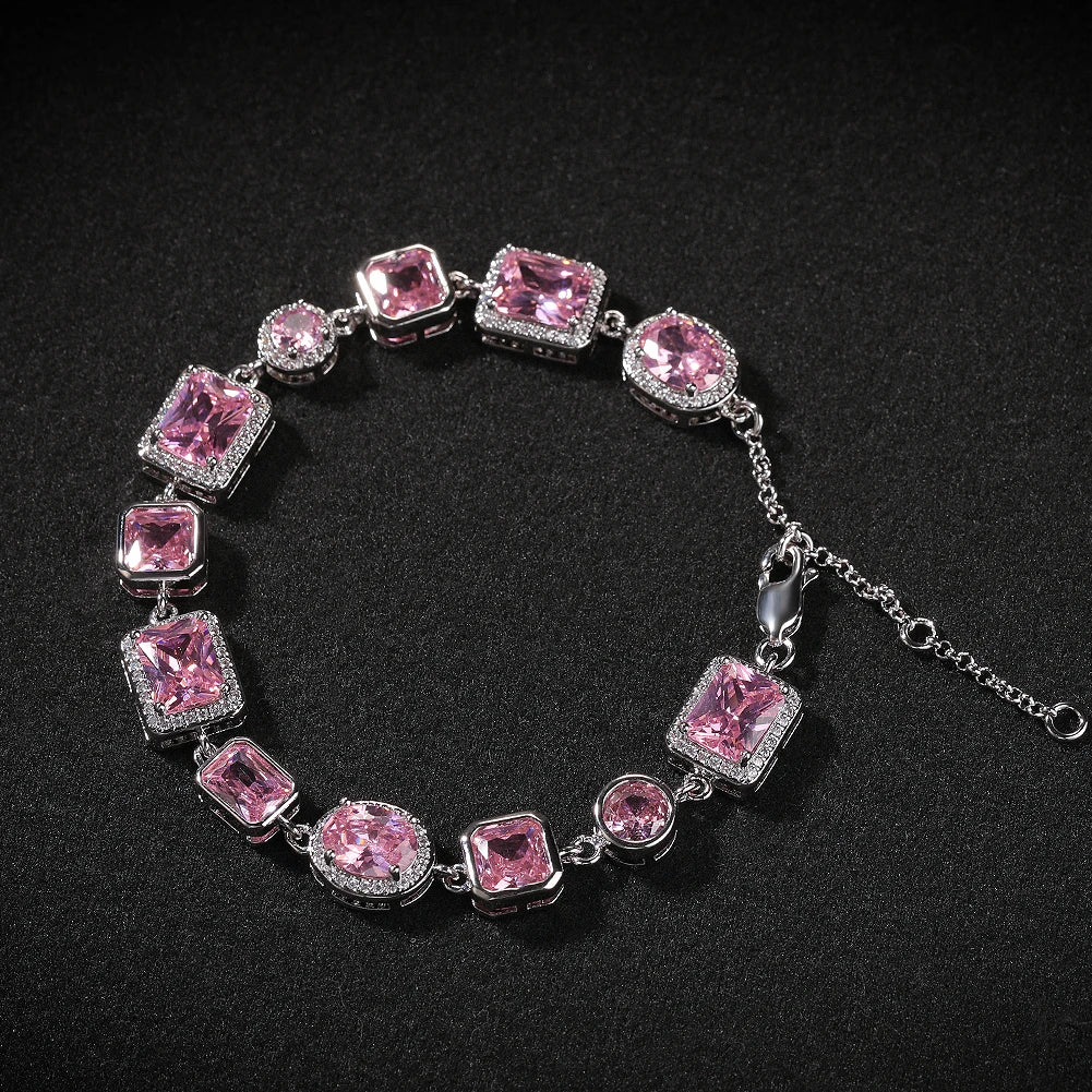 Charming Pink Cubic Zircon Bracelet Fine Luxury Jewelry