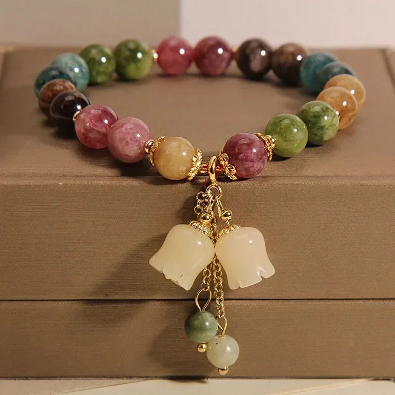 Natural Jade Agate Bracelet Exquisite Flower Design