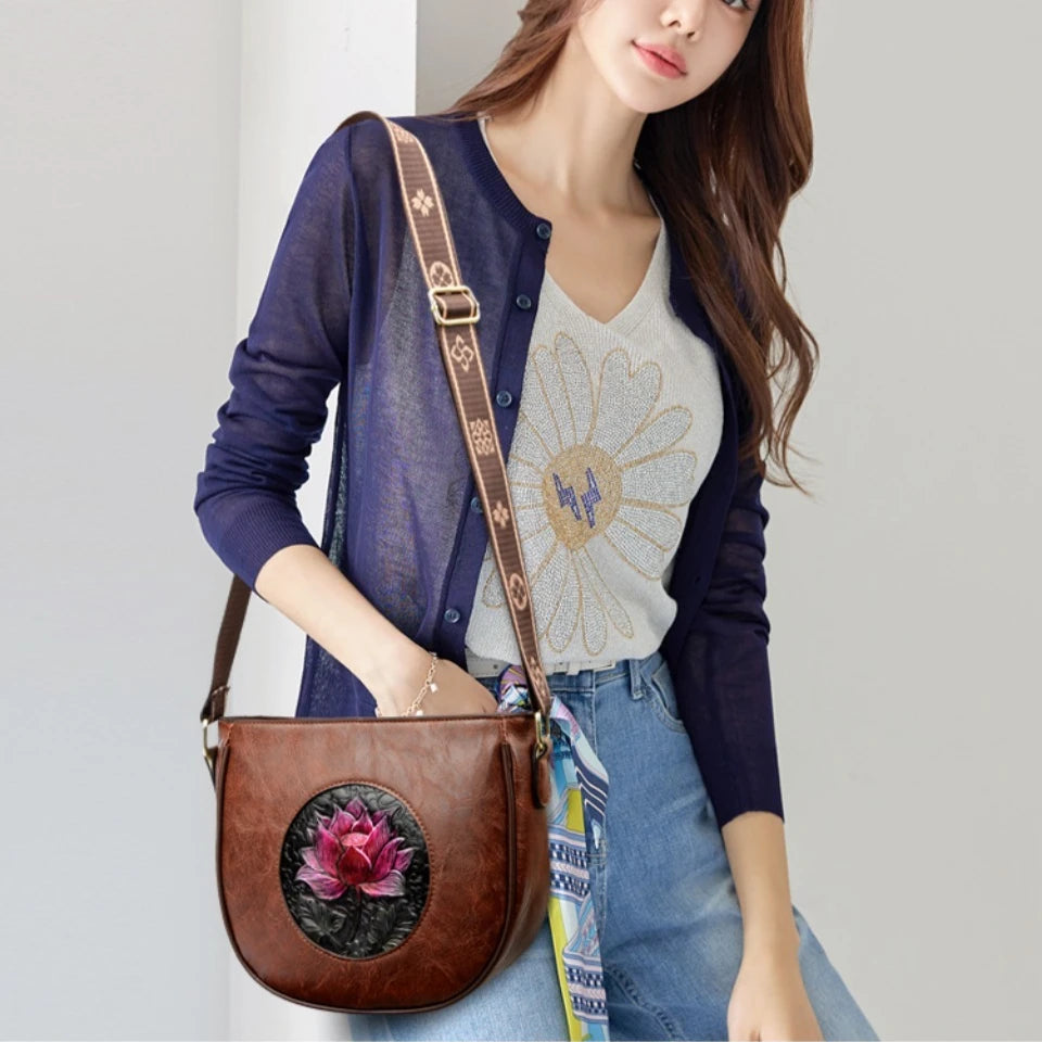 Flower Luxury Handbag Women Bags Designer Leather Shoulder Messenger Crossbody