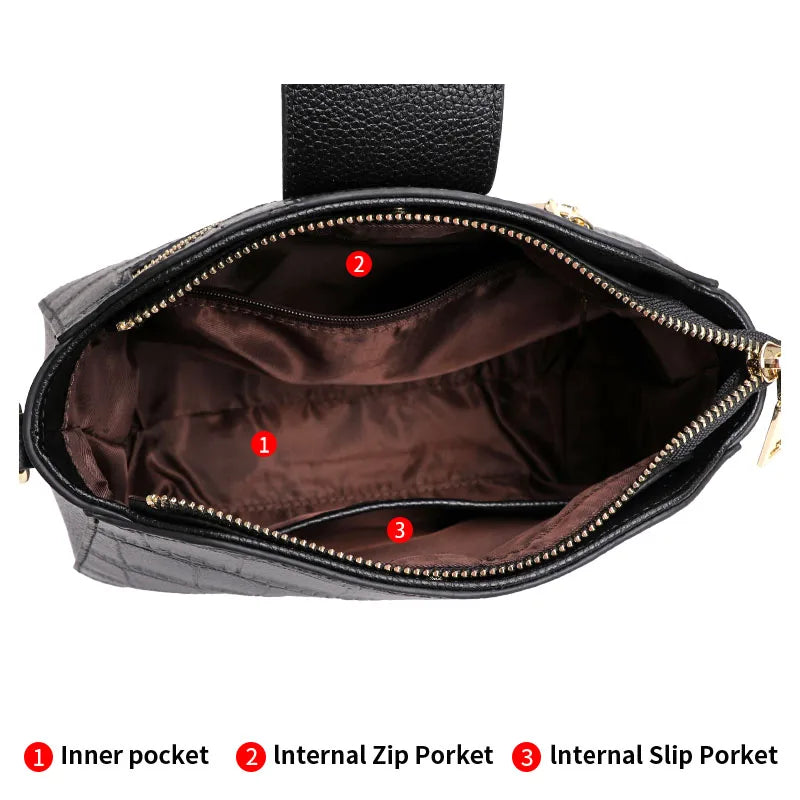 Genuine Leather Crossbody Bag Trendy Shoulder Bag