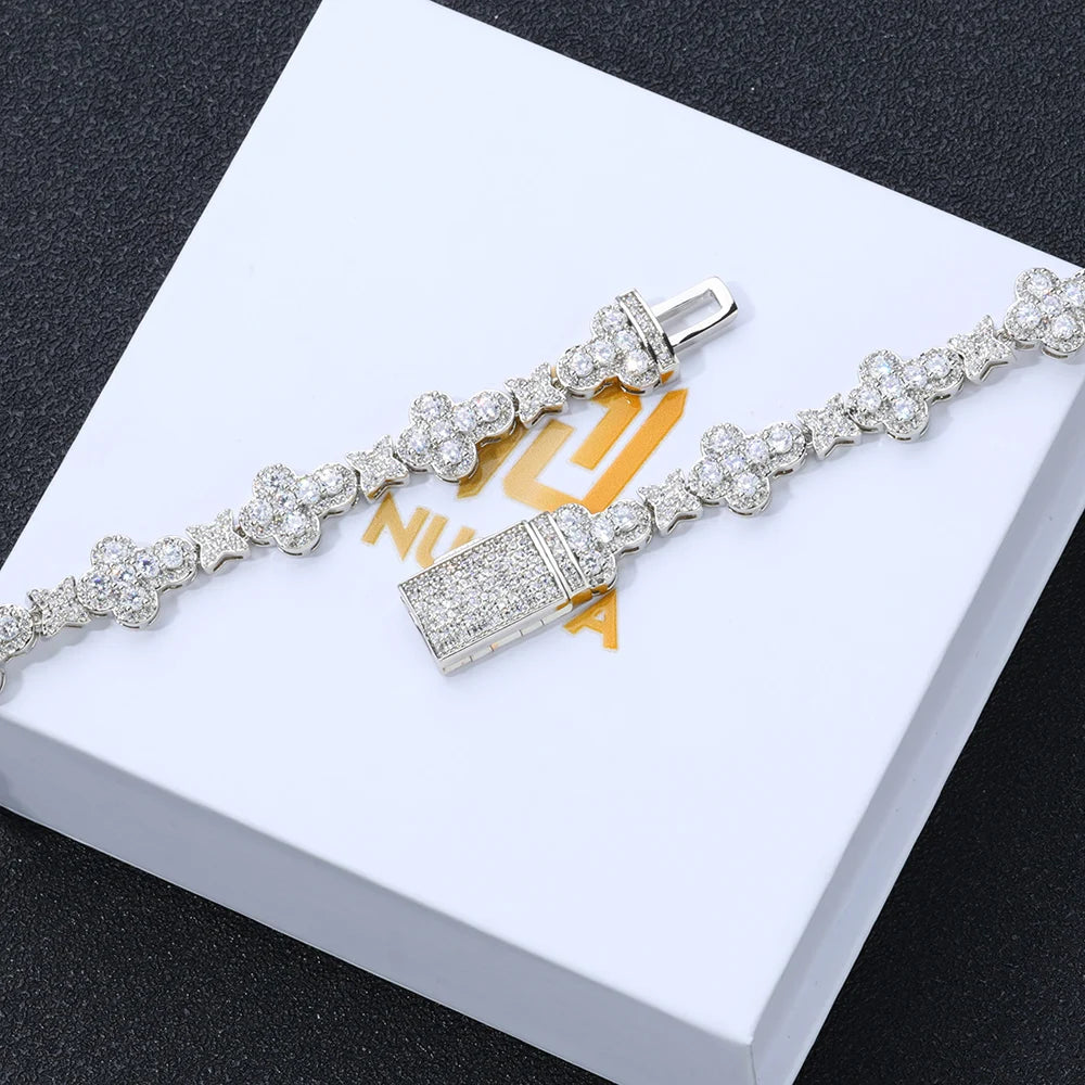 10MM Cross Flower Star Chain Bracelet 18K Gold Plated