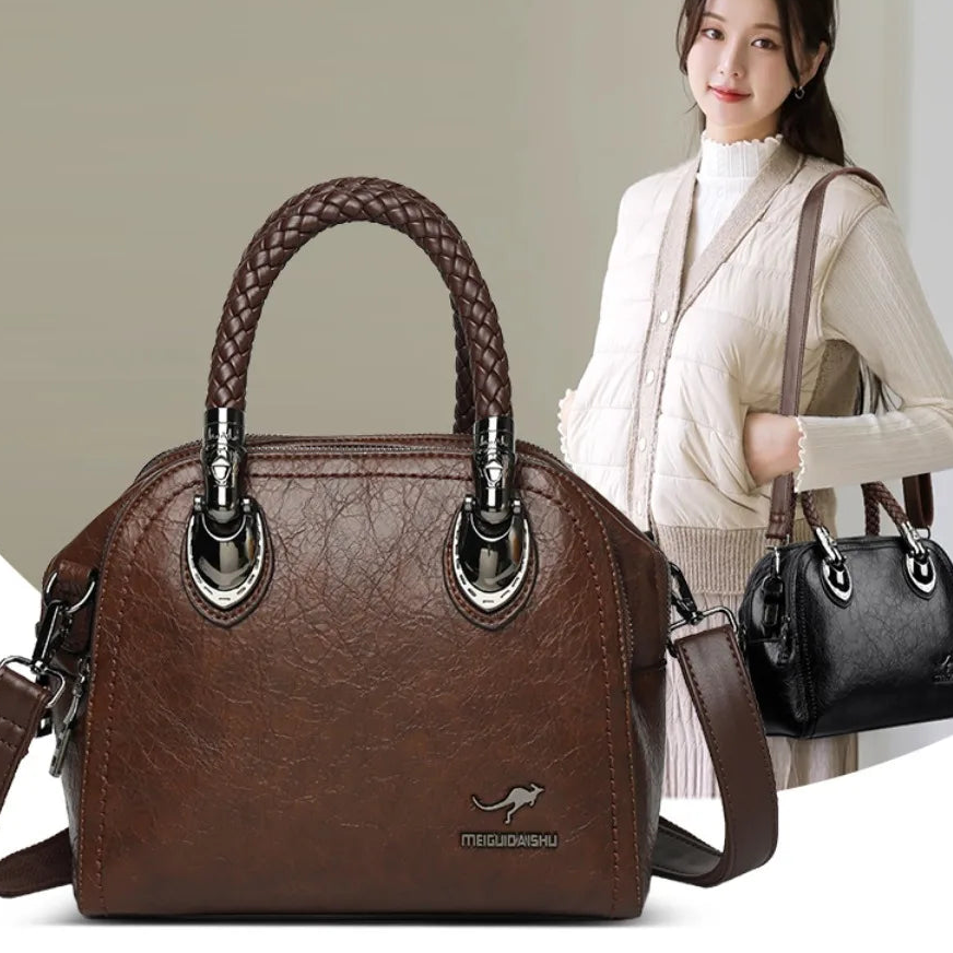 Retro Crossbody High Quality Leather Handbags Hand-woven Handle Luxury Design