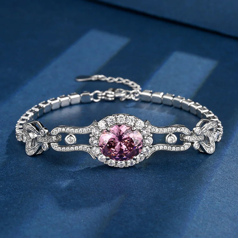 Adjustable Bracelet Colorful Oval Cubic Zirconia Vintage Style