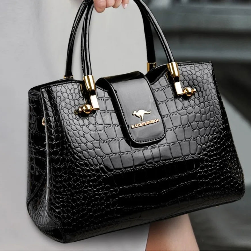 Casual Tote Bag Oil PU Leather Handbag Crossbody Bag