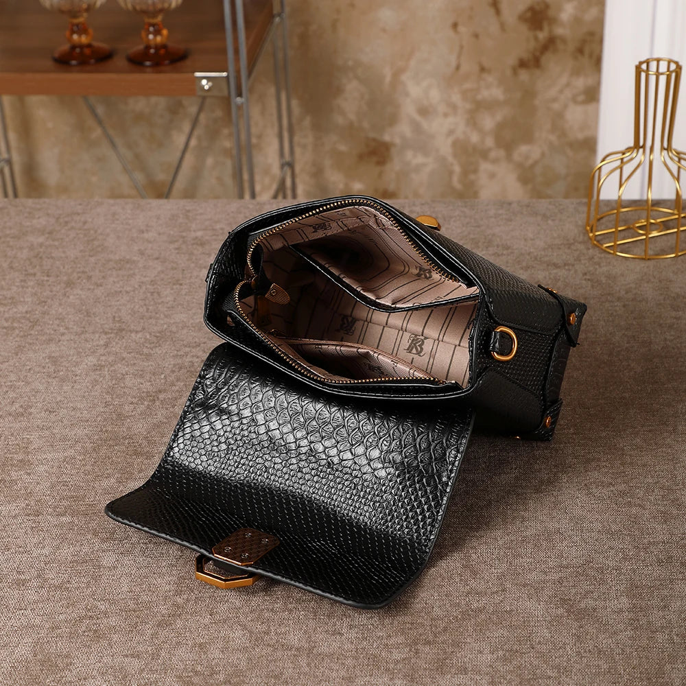 High-end style fashionable snake pattern shoulder crossbody bag