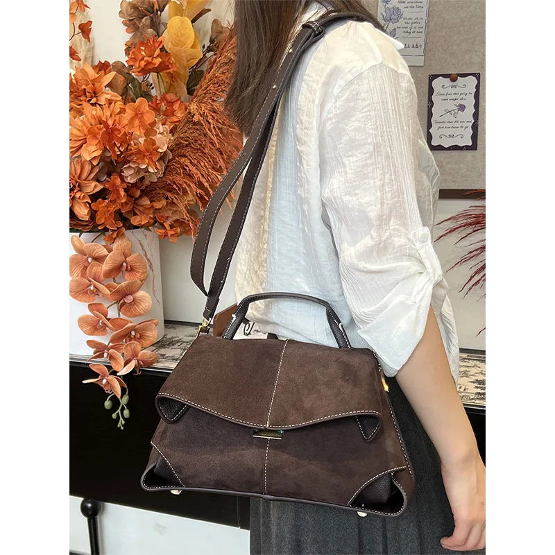 Frosted Handbag High-end Suede Flap French Shoulder Bag