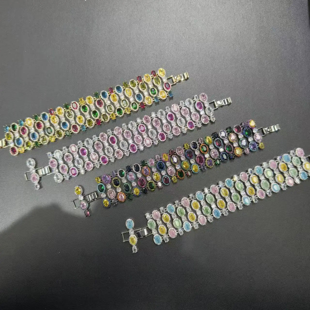 Fashionable Women's Zircon Colorful Bracelet Trendy Jewelry Accessory for Ladies