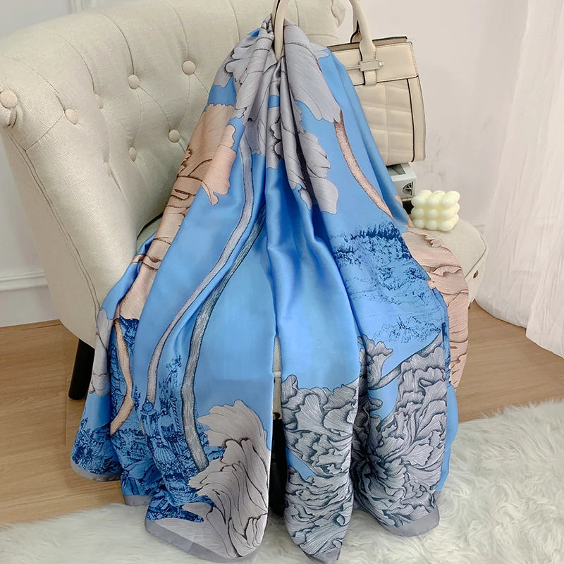180*90cm Luxury Brand Women Scarf Summer Silk Shawl Lady Wrap Soft Design