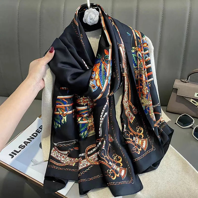 180*90cm Luxury Brand Women Scarf Fashion Print Silk Scarves Summer Shawls Wraps
