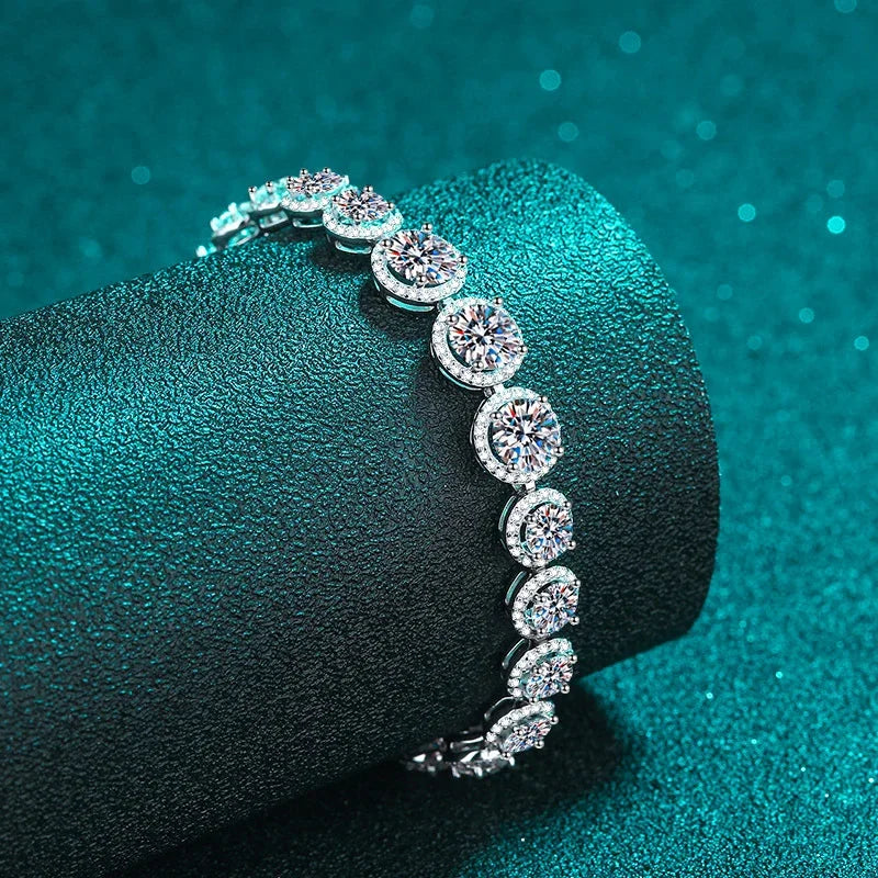 Moissanite Tennis Bracelet S925 Sterling Silver White Gold Plating Jewelry