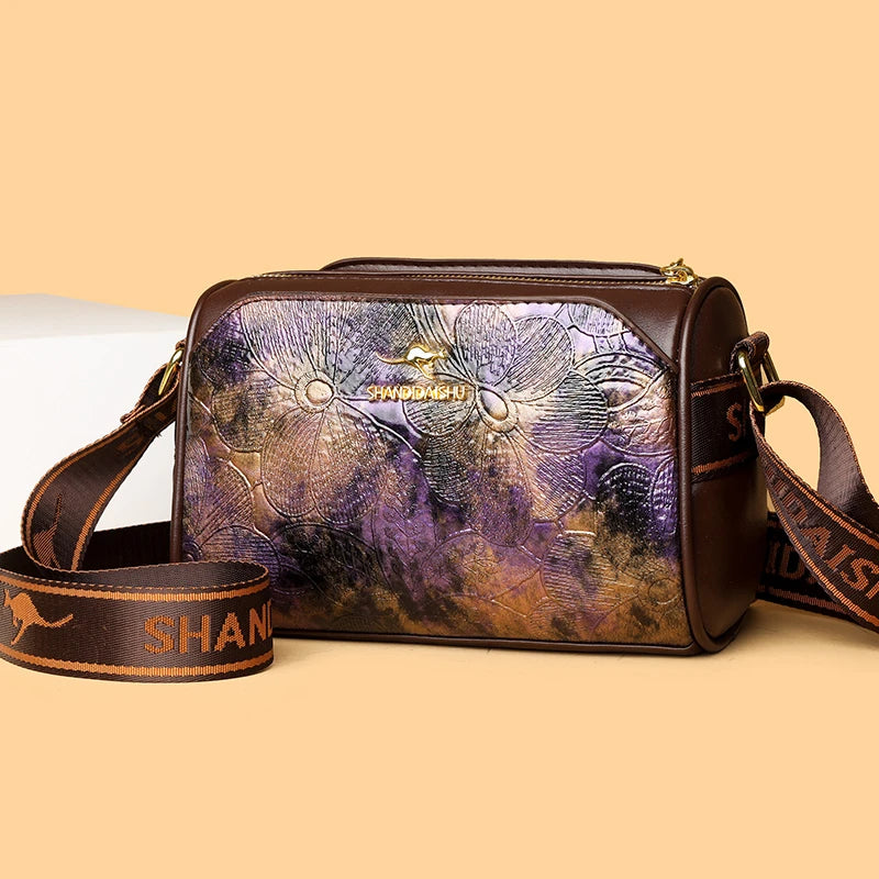 Luxury Printing Leather Messenger Purse Quality Design Handbag