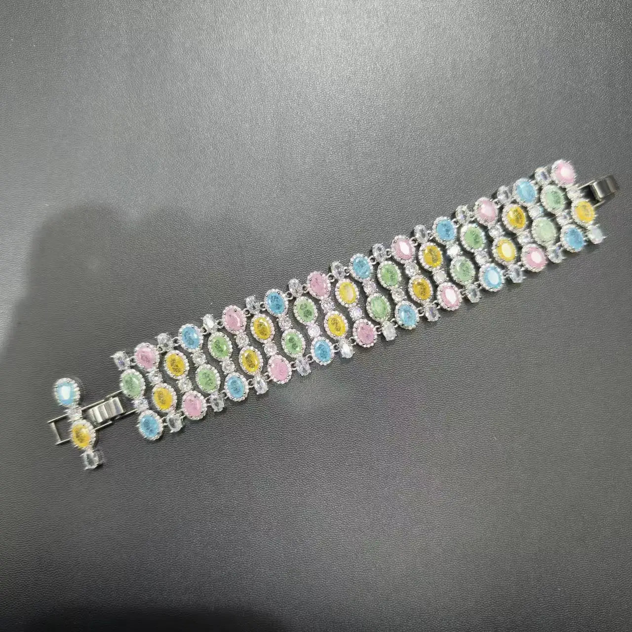Fashionable Women's Zircon Colorful Bracelet Trendy Jewelry Accessory for Ladies