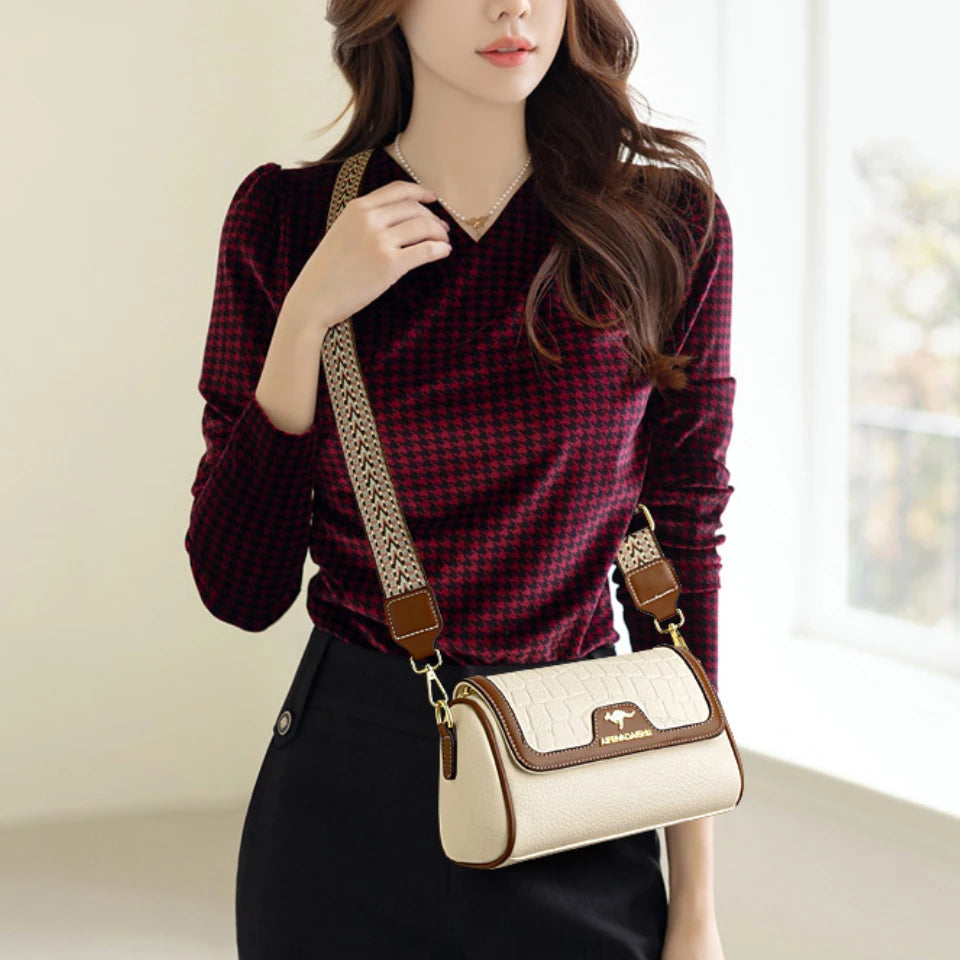 Stone Pu Leather Shoulder Bag Fashion Crossbody Square Satchel Bag