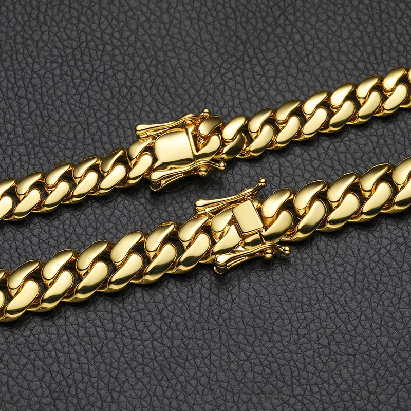 Luxury 24K Pure Gold Smooth Cuban Chain Bracelets